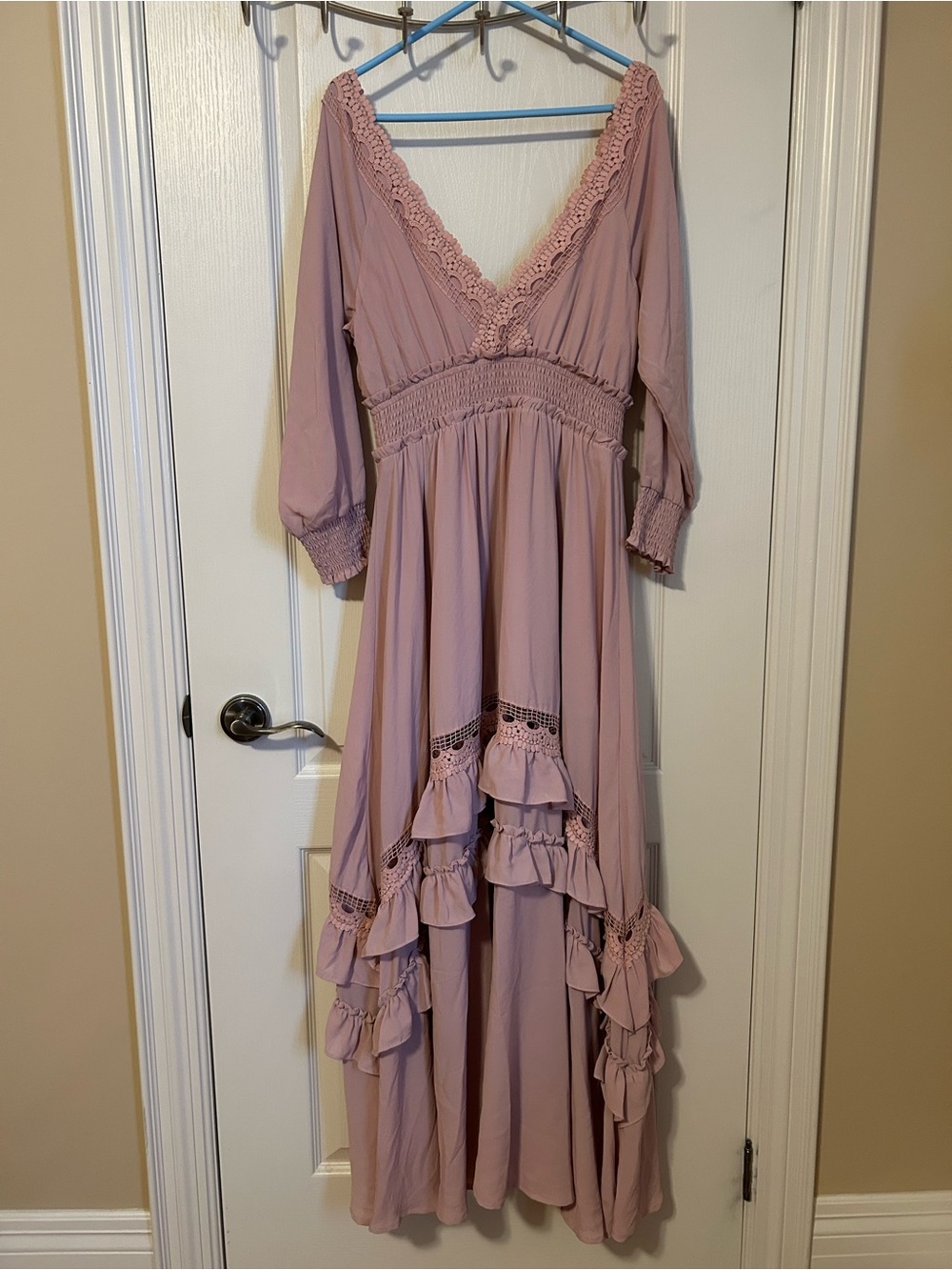 Baltic Born Dusty Rose V-Neck Ruffle Maxi Dress - Picture 6 of 7